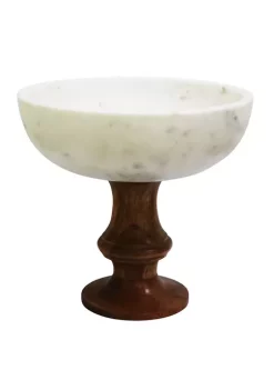 Discount ✨ Biltmore® 10" Marble Bowl on Footed Wood Base 🌟