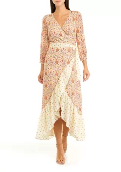 Hot Sale 🥰 Biltmore® Women's 3/4 Sleeve Wrap Maxi 🔔 Dress ⭐ -Biltmore® Sales Store Belk 110