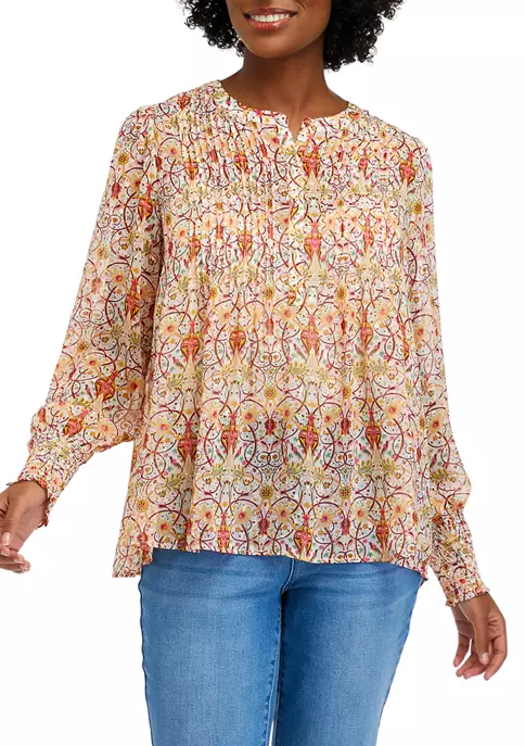 Hot Sale 👏 Biltmore® Women's Long Sleeve Popover Blouse ⭐ -Biltmore® Sales Store Belk 1306