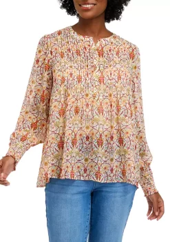 Hot Sale 👏 Biltmore® Women's Long Sleeve Popover Blouse ⭐ -Biltmore® Sales Store Belk 1310