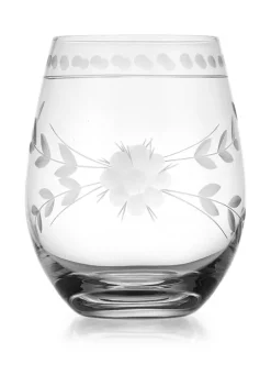 Discount ⭐ Biltmore® Spring Fleur Set of 4 Etched Stemless Wine Glasses 🌟 -Biltmore® Sales Store Belk 289