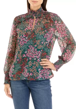 Wholesale ✔️ Biltmore® Women's Long Sleeve Smock Neck Top 😍 -Biltmore® Sales Store Belk 662