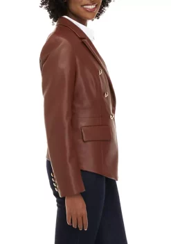 Discount 😀 Biltmore® Women's Faux Leather Double Breasted Blazer ✔️ -Biltmore® Sales Store Belk 694