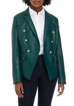 Discount 😀 Biltmore® Women's Faux Leather Double Breasted Blazer ✔️ -Biltmore® Sales Store Belk 696