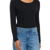 Cheapest ⌛ Biltmore® 🥰 Women's Long Sleeve Ribbed Bodysuit 🌟