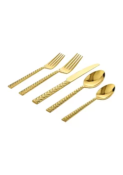 Outlet 🎉 Biltmore® Gold Braided Handle 20 Piece Flatware Set ✨