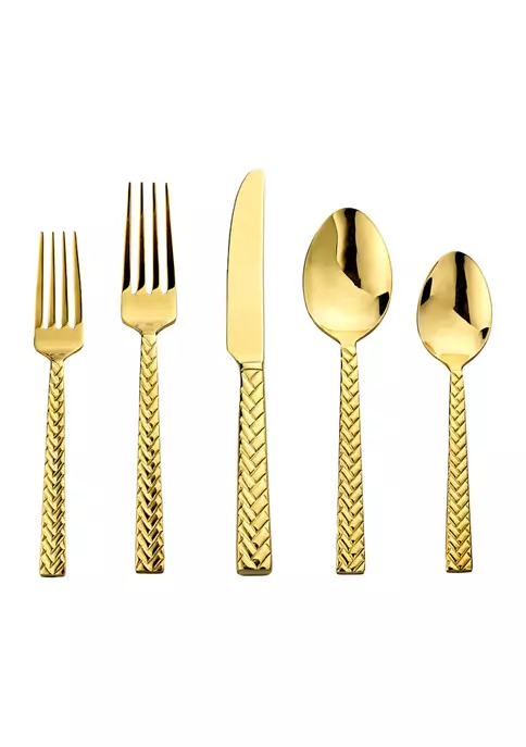 Outlet 🎉 Biltmore® Gold Braided Handle 20 Piece Flatware Set ✨ 4 Outlet 🎉 Biltmore® Gold Braided Handle 20 Piece Flatware Set ✨ - Image 2
