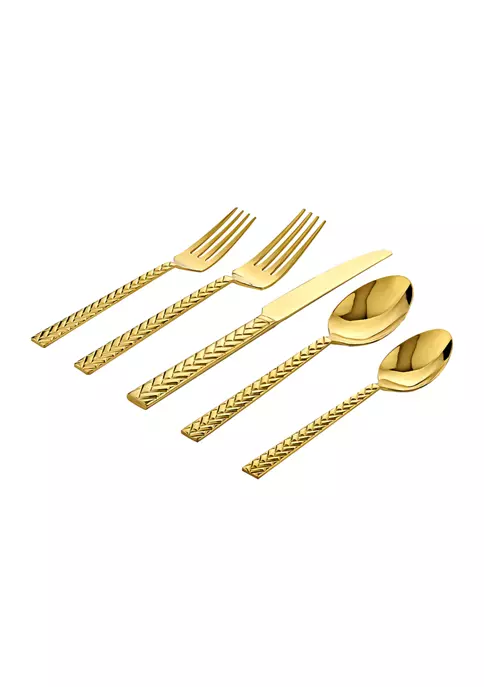 Outlet 🎉 Biltmore® Gold Braided Handle 20 Piece Flatware Set ✨ 6 Outlet 🎉 Biltmore® Gold Braided Handle 20 Piece Flatware Set ✨ - Image 4