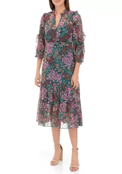 Brand new ⭐ Biltmore® Women's 3/4 Sleeve Ruffle Midi Dress 🧨
