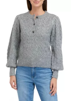 Promo ✨ Biltmore® Women's Jeweled Button Henley Sweater 🎉 -Biltmore® Sales Store Belk 948