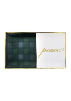 Flash Sale 🔔 Biltmore® Navy & Green Tartan Peace Small Rectangular Tray ❤️